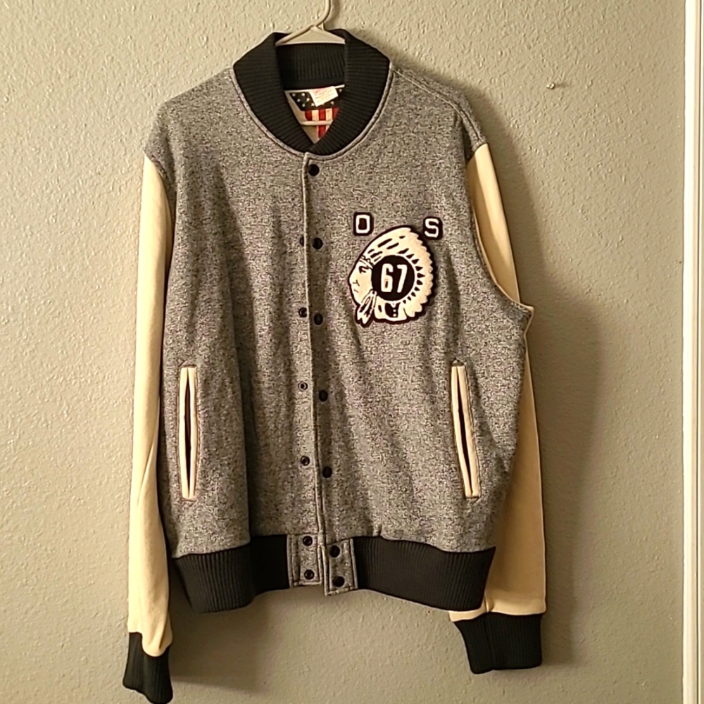 Mens XL Denim and Supply jacket. Black Trim off white sleeves, dark heather body